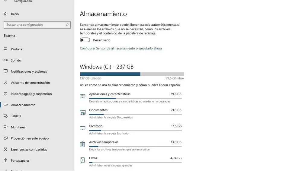 Eliminar archivos Windows 10