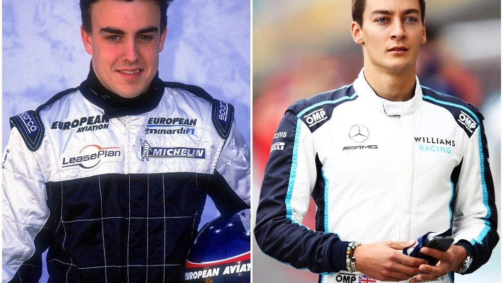 George Russell y Fernando Alonso