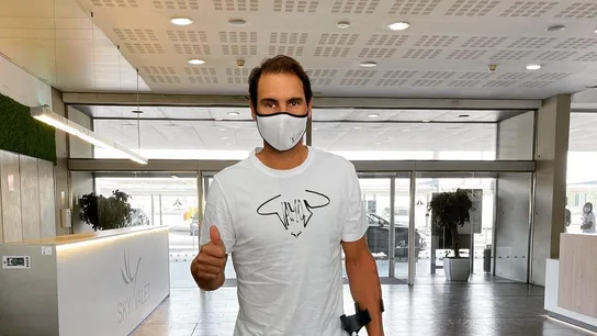 Rafa Nadal, en muletas Rafa Nadal, en muletas