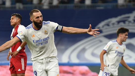 Karim Benzema celebra un gol con el Real Madrid Karim Benzema celebra un gol con el Real Madrid