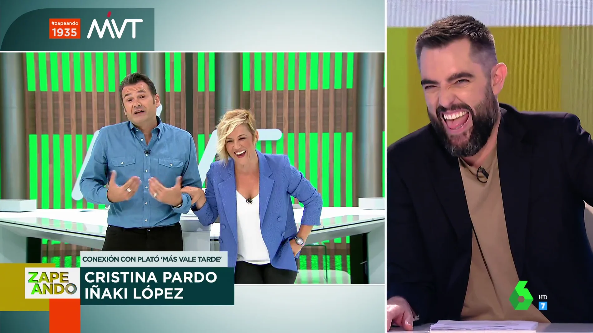 El susto de Iñaki López que desata las risas de Cristina Pardo al conectar en directo con Zapeando