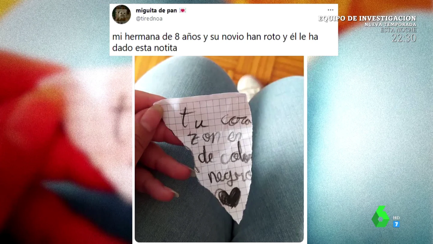 "Tu corazón es de color negro": la dramática nota de un niño de ocho años a su novia tras romper "Tu corazón es de color negro": la dramática nota de un niño de ocho años a su novia tras romper