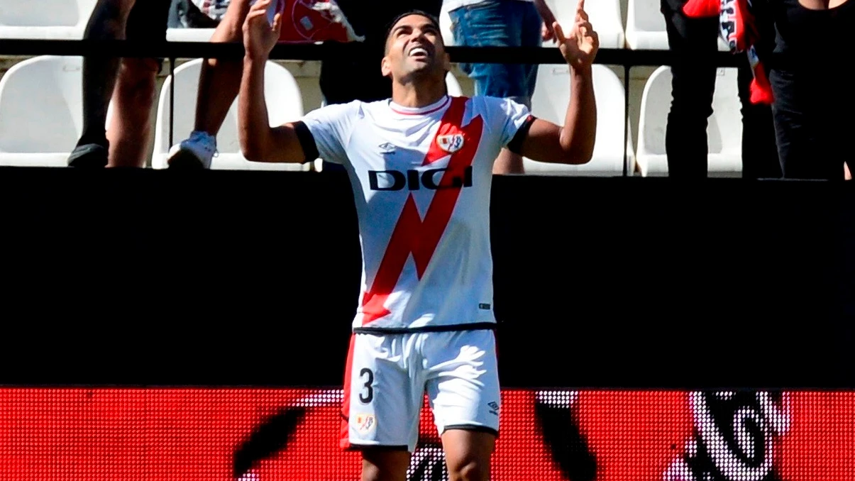 Falcao celebra un gol con el Rayo