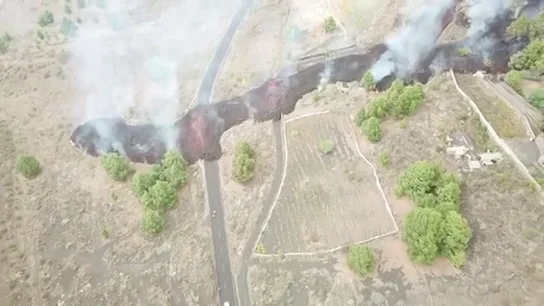 Una de las lenguas de lava del volcán de La Palma Una de las lenguas de lava del volcán de La Palma