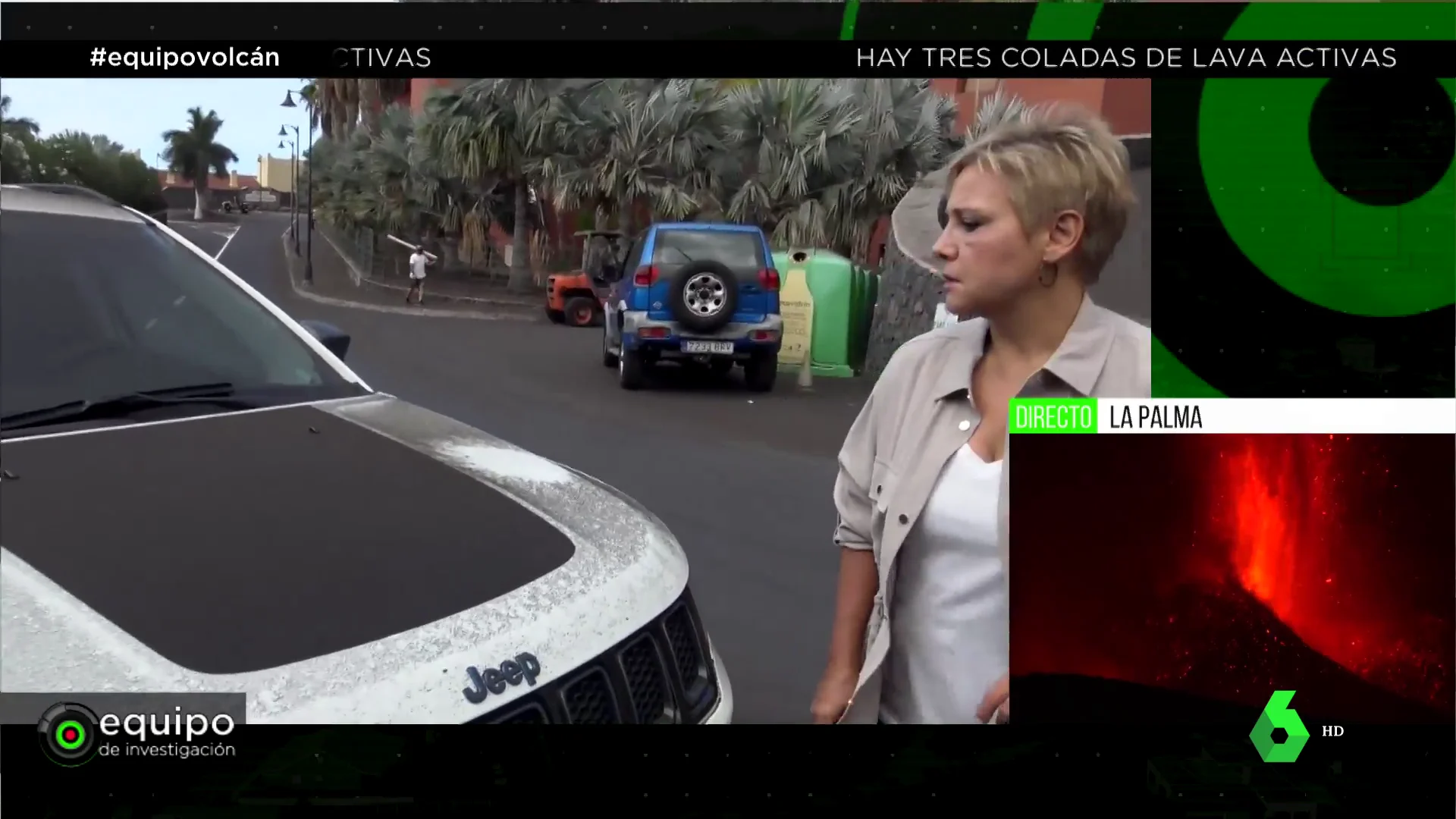 La reacción de Gloria Serra al ver cómo queda el coche de Equipo de Investigación por la ceniza