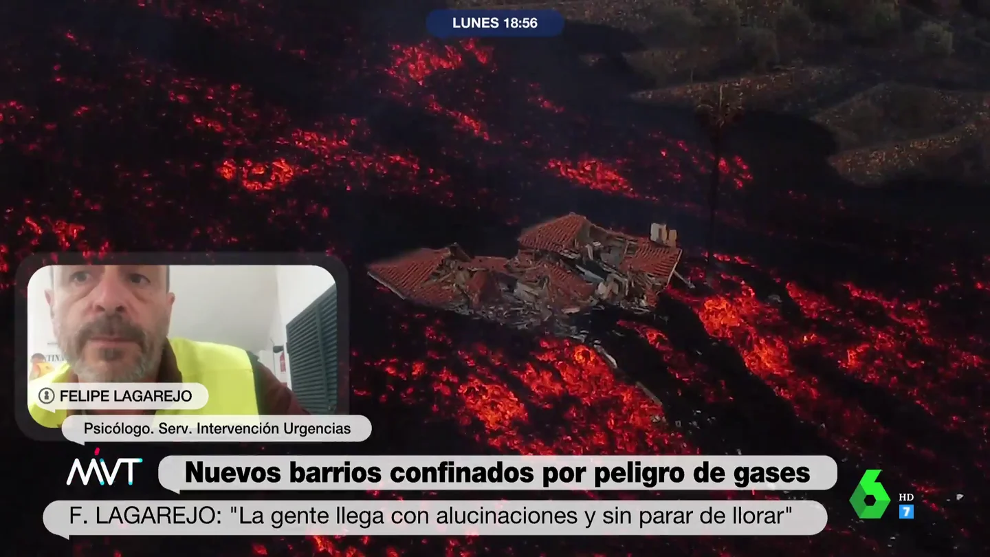 El psicólogo Felipe Lagarejo, sobre los efectos de la erupción en los palmeros: "Hay gente con alucinaciones auditivas y visuales" El psicólogo Felipe Lagarejo, sobre los efectos de la erupción en los palmeros: "Hay gente con alucinaciones auditivas y visuales"