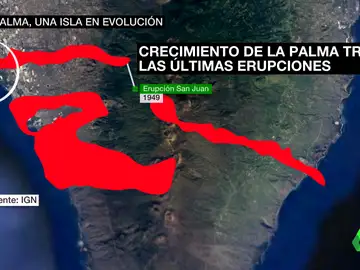 Así ha cambiado la orografía de la isla de La Palma tras ocho erupciones en los últimos 500 años
