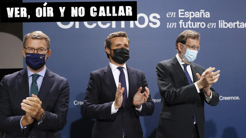 Casado, junto al presidente de al Xunta, Alberto Núñez Feijóo, y el expresidente Mariano Rajoy