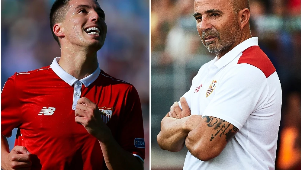 Jorge Sampaoli y Samir Nasri 