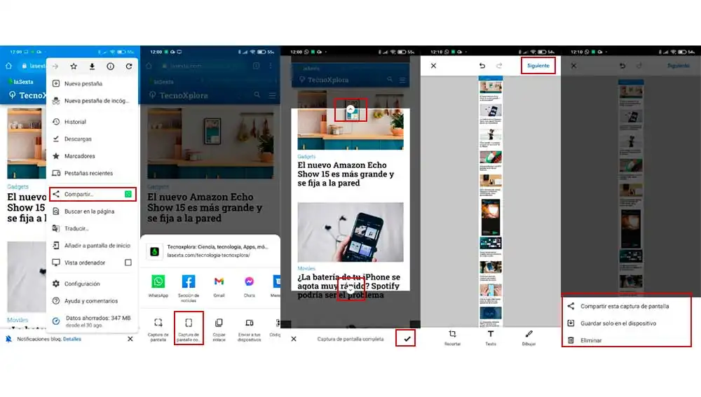 Capturando desde el móvil con scroll en Google Chrome Capturando desde el móvil con scroll en Google Chrome