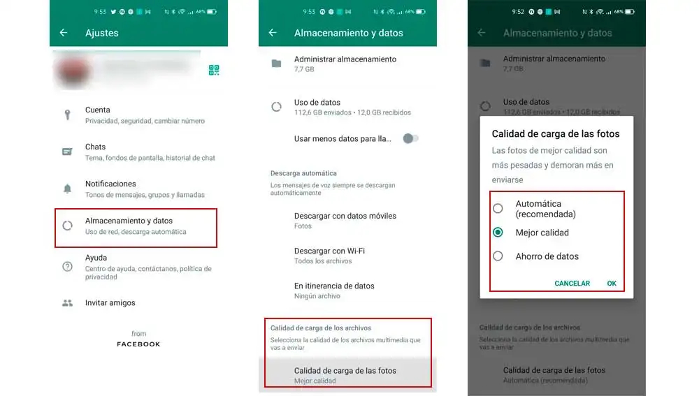 Cambiando la calidad de las imágenes que enviamos por WhatsApp