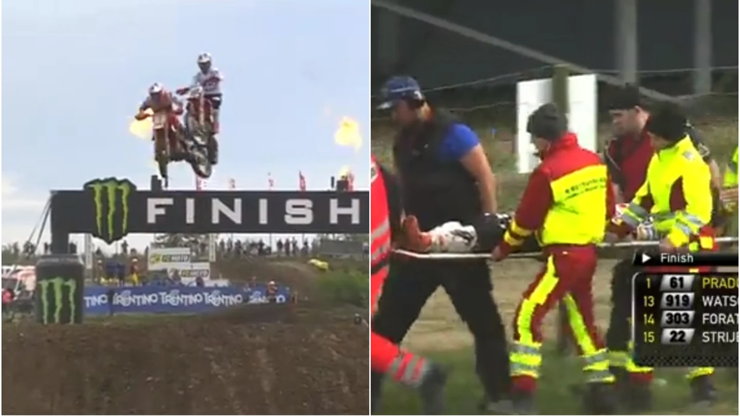 Violento choque de Jorge Prado en el aire tras ganar en Alemania Violento choque de Jorge Prado en el aire tras ganar en Alemania