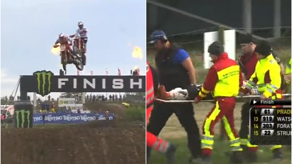 Violento choque de Jorge Prado en el aire tras ganar en Alemania