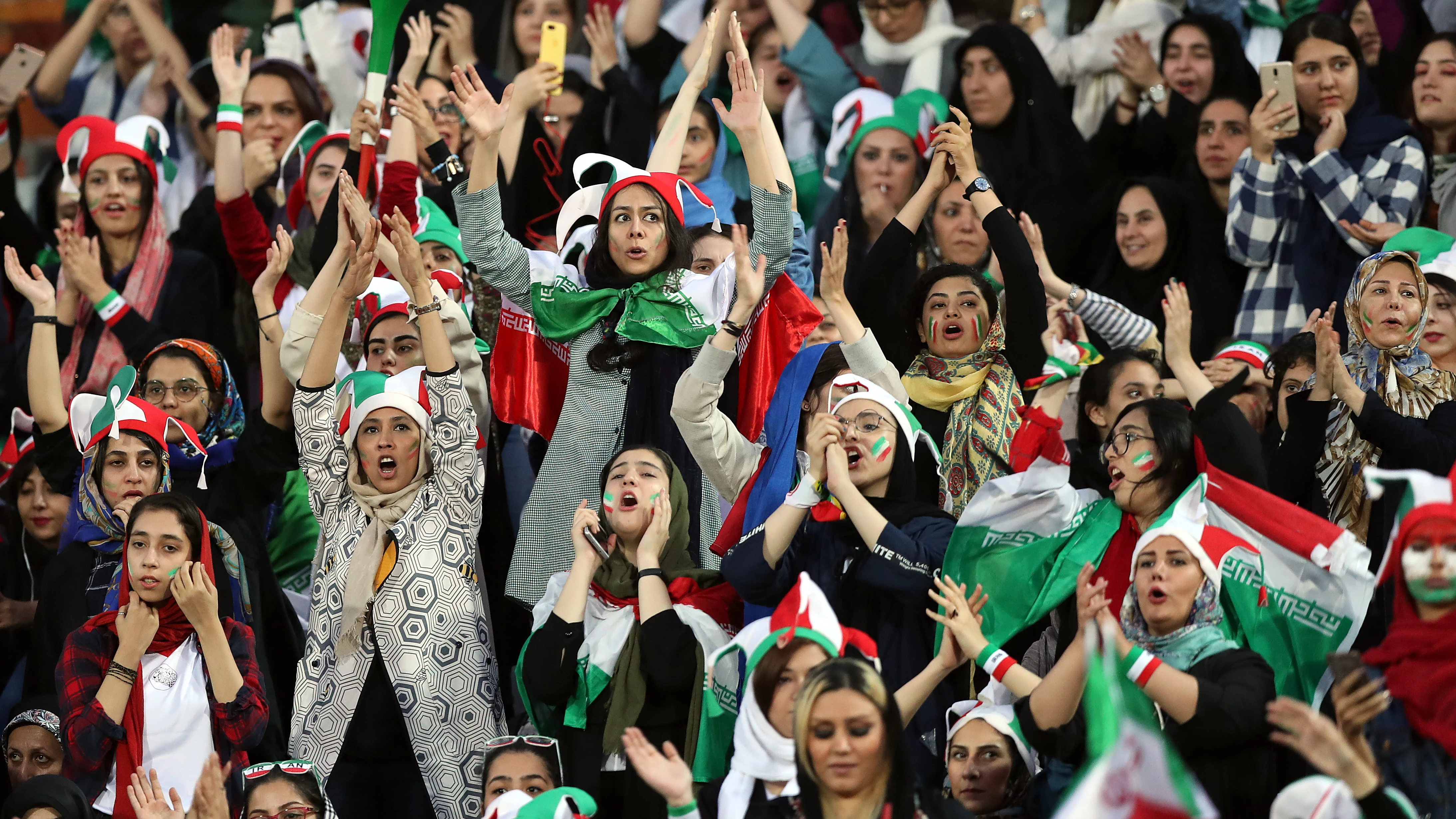 Aficionadas de Irán en un partido de fútbol