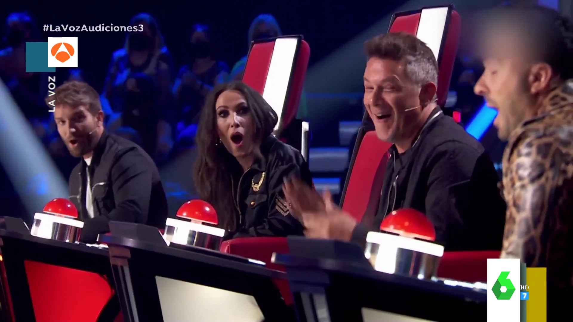 Las cómicas caras de Alejandro Sanz, Malú y Pablo Alborán cuando un concursante escoge a Luis Fonsi en La Voz