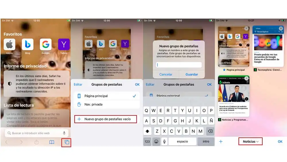Creando grupos de pestañas en Safari