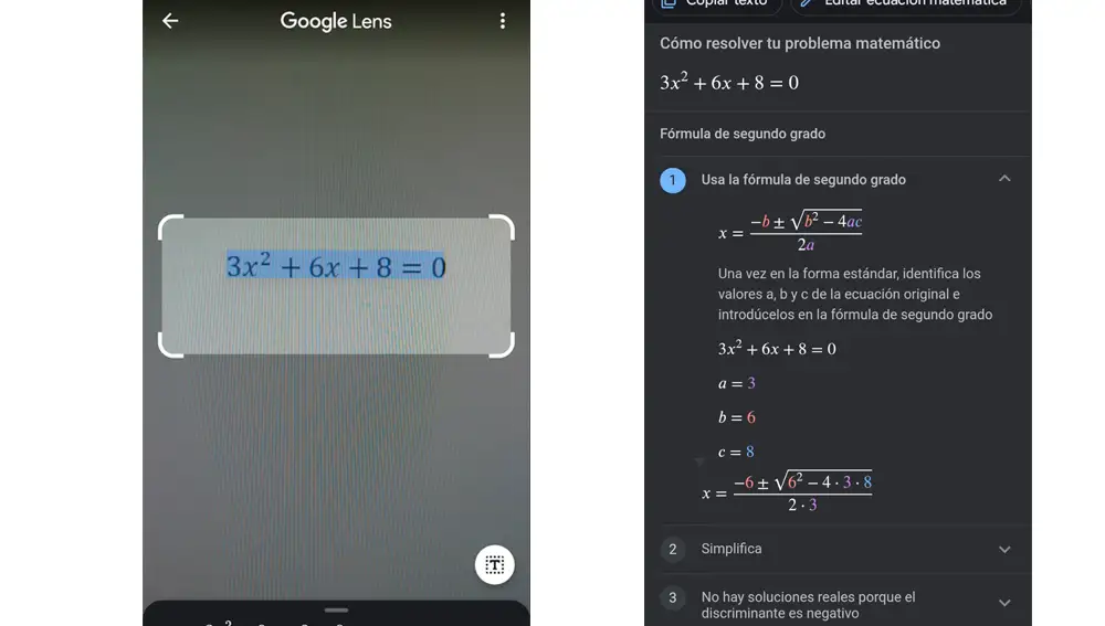 Resuelve ecuaciones con Google Lens