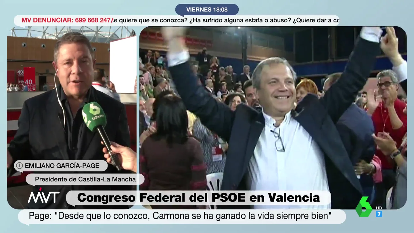 García-Page defiende a Carmona tras su fichaje por Iberdrola: "No estoy dispuesto a demonizar a nadie" García-Page defiende a Carmona tras su fichaje por Iberdrola: "No estoy dispuesto a demonizar a nadie"