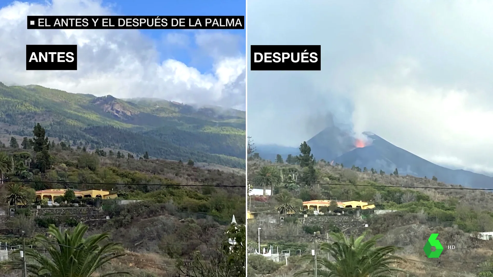 Antes y después de la erupción de La Palma