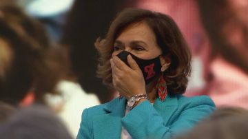 Carmen Calvo llora en el Congreso del PSOE