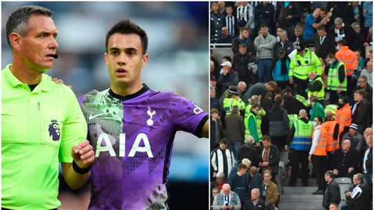 Reguilón avisa al árbitro de una emergencia médica en las gradas Reguilón avisa al árbitro de una emergencia médica en las gradas