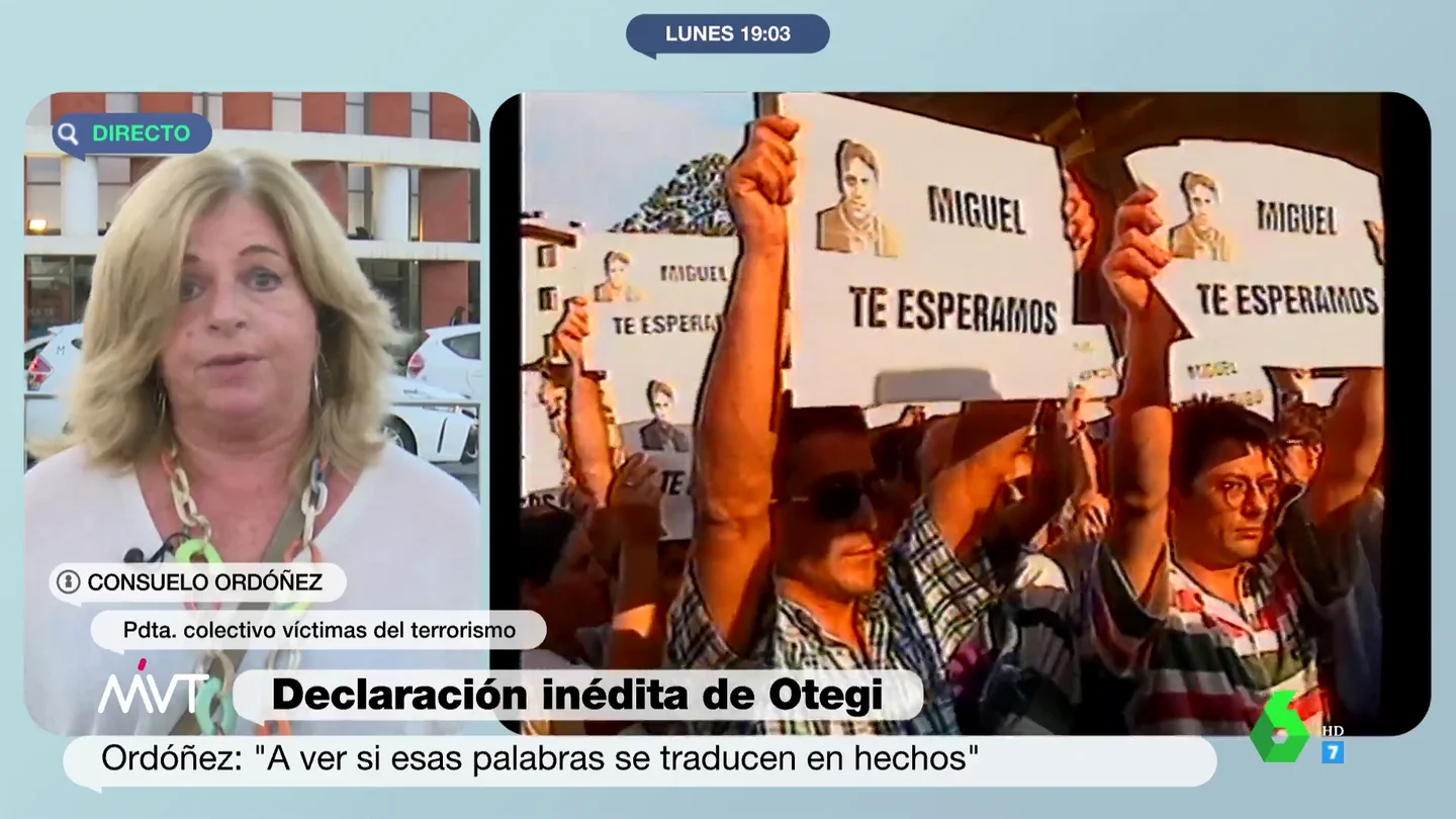 Consuelo Ordóñez, sobre las palabras de Otegi a las víctimas de ETA: "Se ha quedado cortísimo y ha venido muy tarde" Consuelo Ordóñez, sobre las palabras de Otegi a las víctimas de ETA: "Se ha quedado cortísimo y ha venido muy tarde"