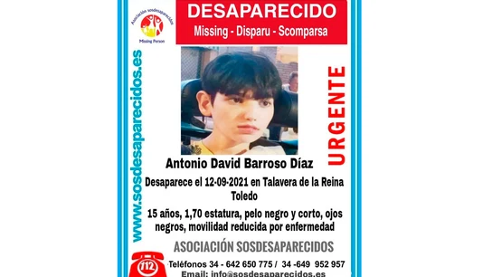 El menor desaparecido Antonio David Barroso Díaz El menor desaparecido Antonio David Barroso Díaz