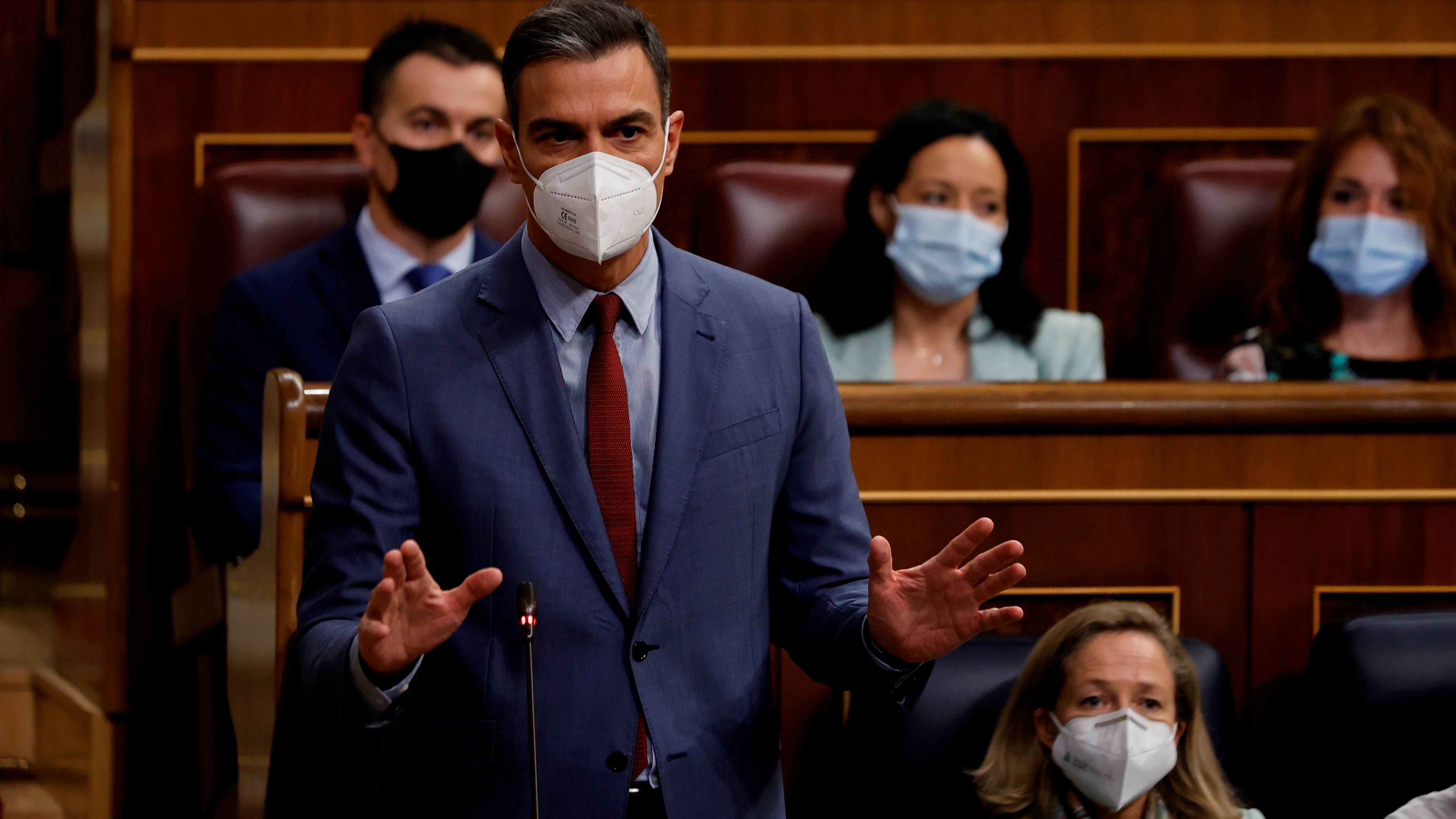 Pedro Sánchez interviene durante la sesión de control al Gobierno en el Congreso de los Diputados