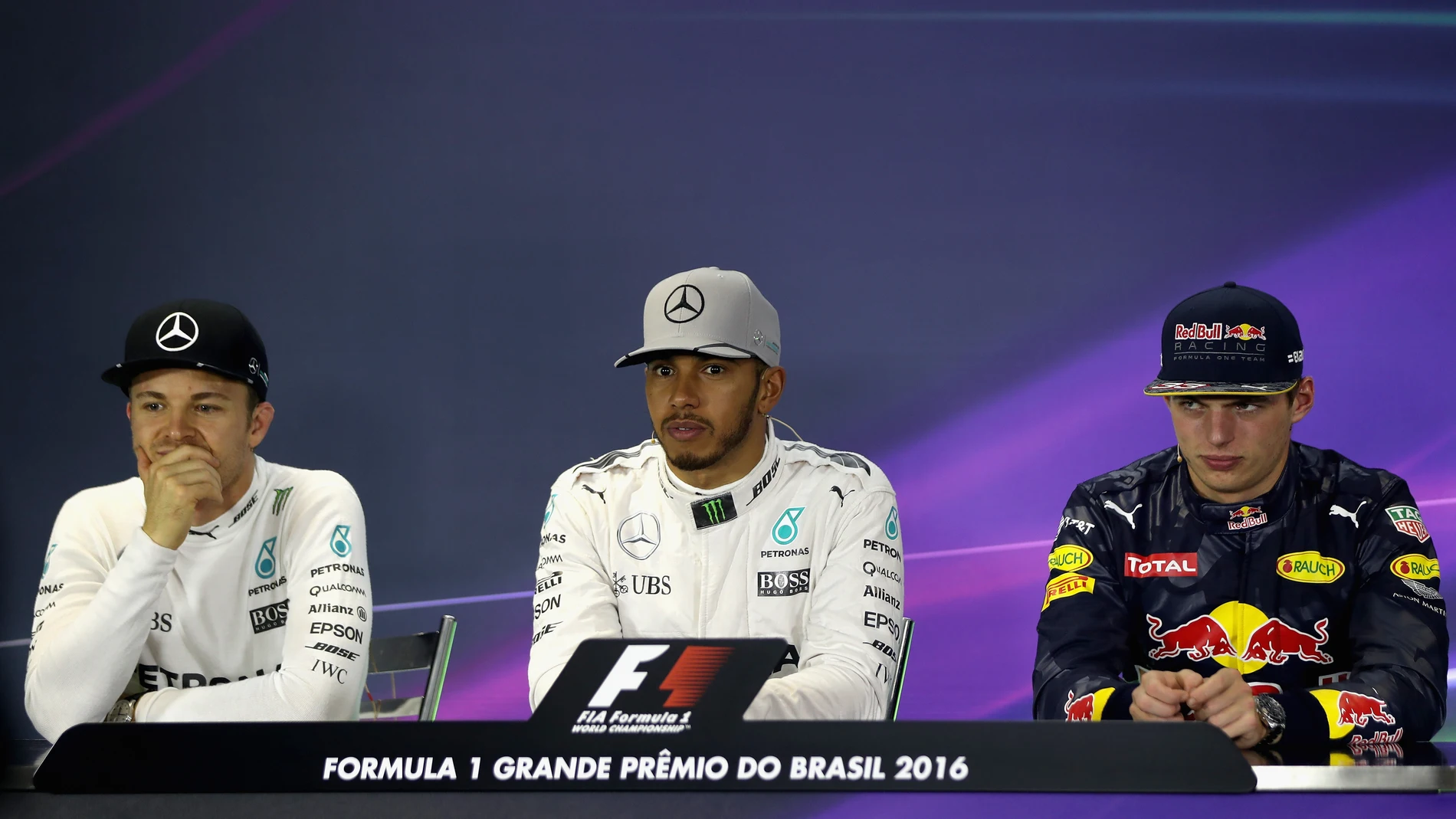 Nico Rosberg, Lewis Hamilton y Max Verstappen