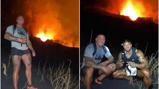 Identifican a los irresponsables que se acercaron al volcán para hacerse un selfie Identifican a los irresponsables que se acercaron al volcán para hacerse un selfie