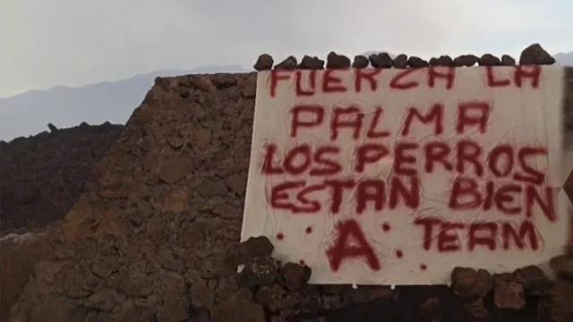 "Los perros están bien": el vídeo (con cartel incluido) del 'Equipo A' sobre el misterioso rescate en La Palma