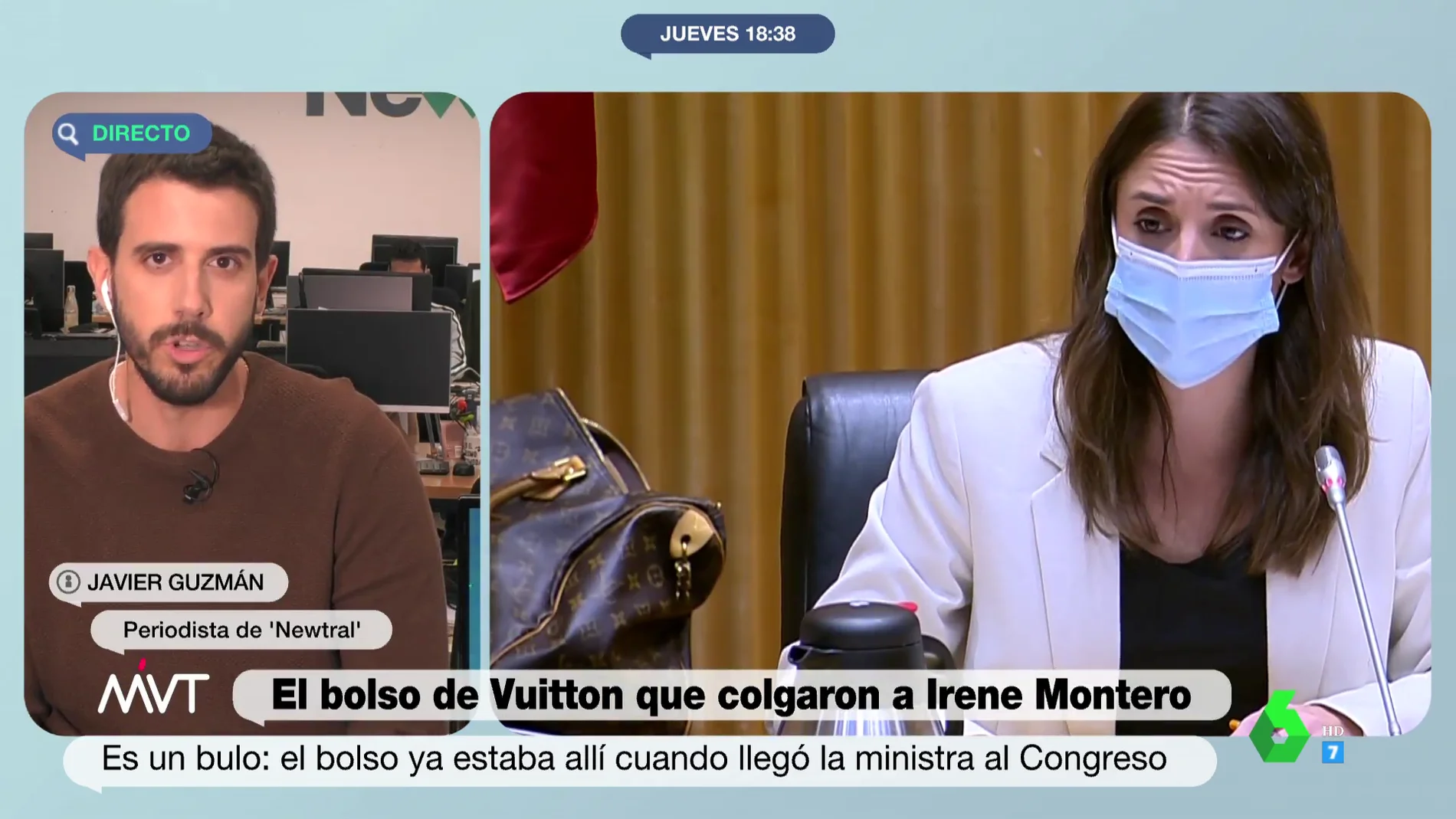 Las imágenes que zanjan la polémica: Irene Montero no llevaba un bolso de Louis Vuitton en la Comisión de Igualdad