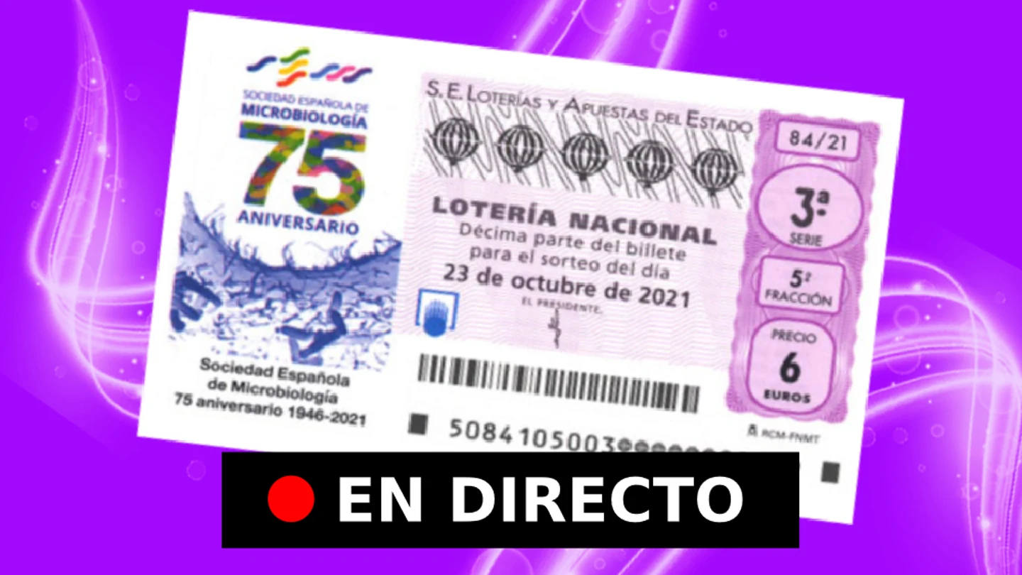 Lotería Nacional: comprobar resultados de hoy, sábado 23 de octubre, en directo Lotería Nacional: comprobar resultados de hoy, sábado 23 de octubre, en directo