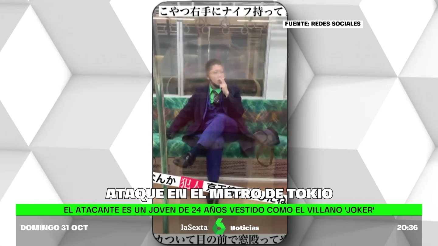 Un hombre disfrazado del Joker acuchilla a 17 personas en un tren de Tokio Un hombre disfrazado del Joker acuchilla a 17 personas en un tren de Tokio