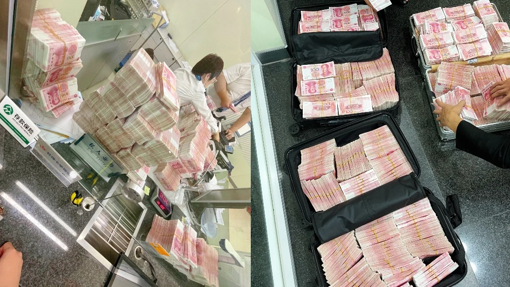 Imagen de los billetes retirados por el millonario chino