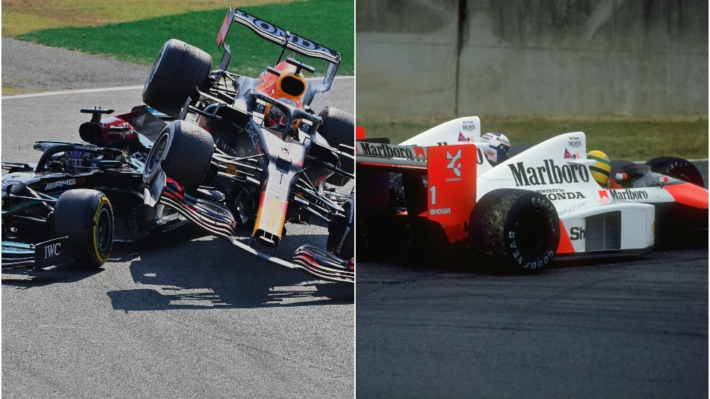 Accidentes entre Hamilton y Verstappen y Senna y Prost