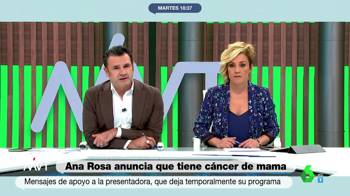 El mensaje de ánimo de Iñaki López a Ana Rosa Quintana tras anunciar que padece cáncer de mama El mensaje de ánimo de Iñaki López a Ana Rosa Quintana tras anunciar que padece cáncer de mama