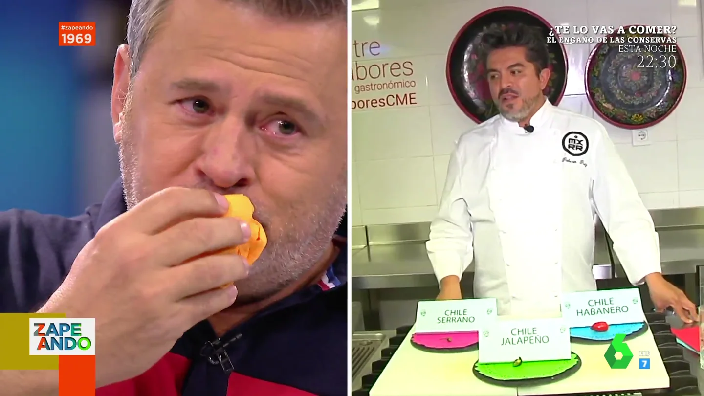El mal rato de Miki Nadal y el chef Roberto Ruiz en su duelo de chiles en directo: "Puede ser muy peligroso todo esto" El mal rato de Miki Nadal y el chef Roberto Ruiz en su duelo de chiles en directo: "Puede ser muy peligroso todo esto"