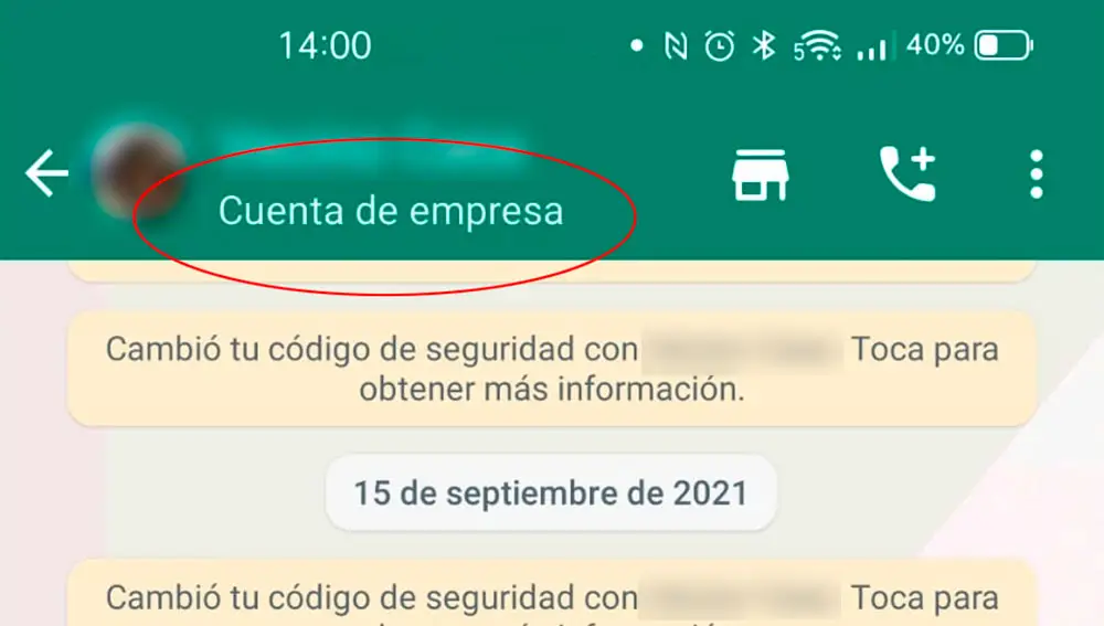 Una cuenta de empresa en la app