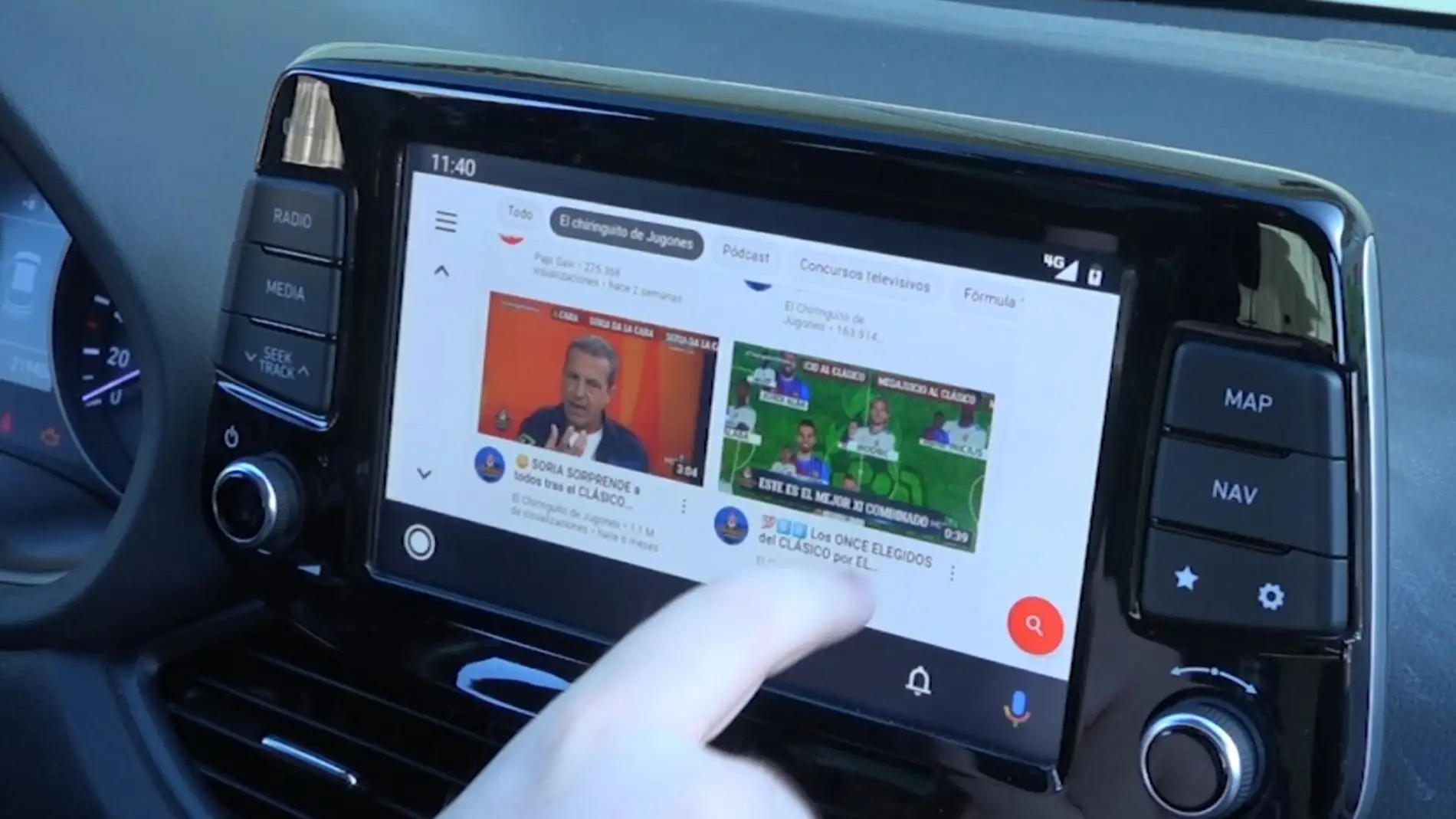 YouTube en la pantalla del coche