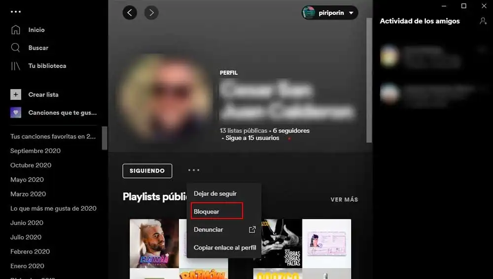 Así se bloquea desde la versión escritorio Así se bloquea desde la versión escritorio