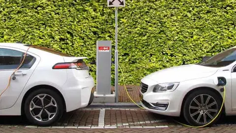 Coches eléctricos cargando Coches eléctricos cargando