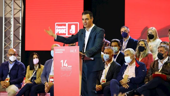 El presidente del Gobierno, Pedro Sánchez, en el Congreso del PSOE en Canarias El presidente del Gobierno, Pedro Sánchez, en el Congreso del PSOE en Canarias