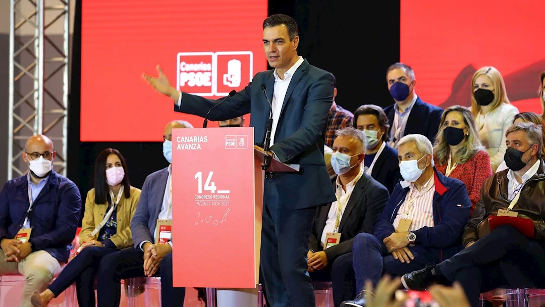 El presidente del Gobierno, Pedro Sánchez, en el Congreso del PSOE en Canarias