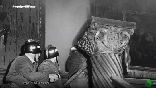 Imagen del interior del Pazo de Meirás tras el incendio en 1978 Imagen del interior del Pazo de Meirás tras el incendio en 1978