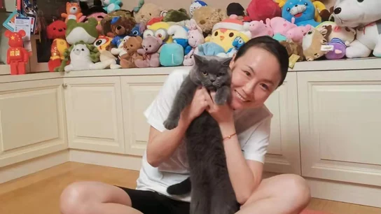 Peng Shuai, con un gato Peng Shuai, con un gato