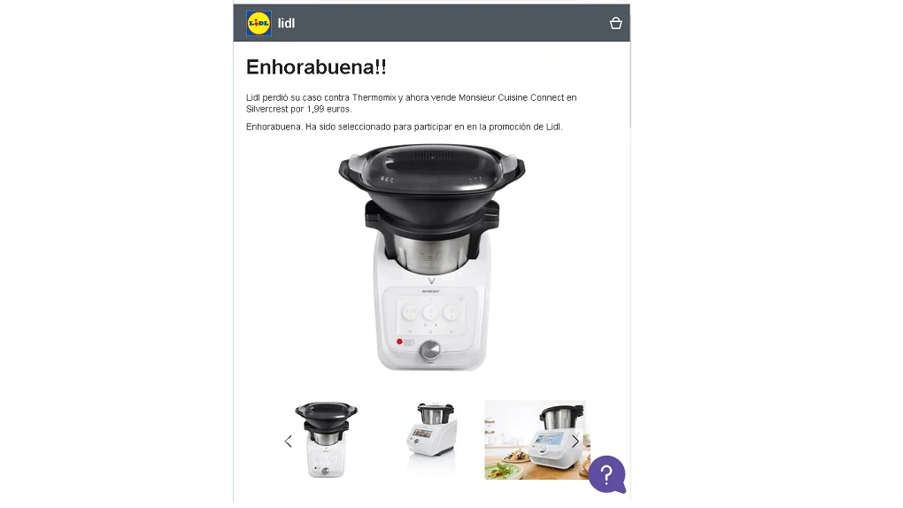 Imagen de la estafa del robot de cocina de Lidl