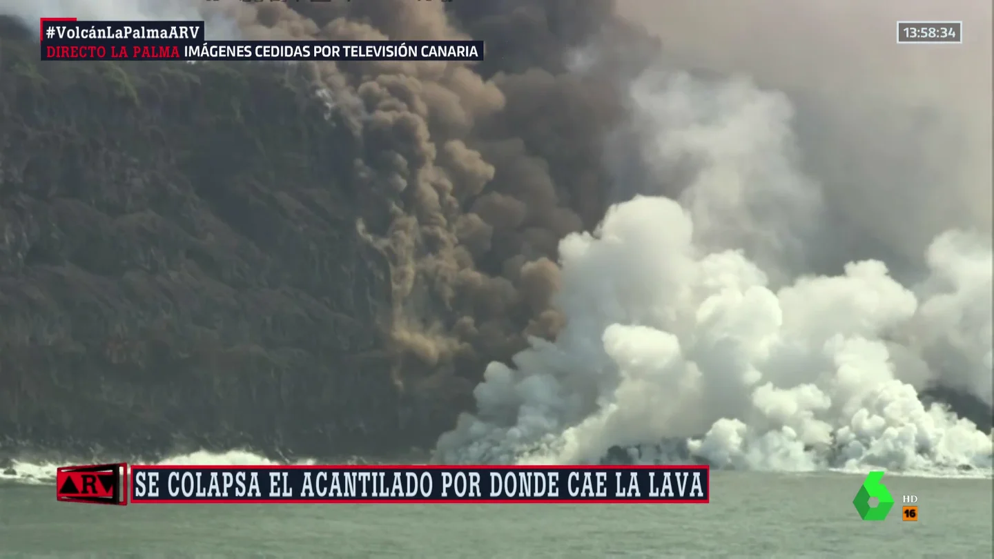 Colapso provocado por la lava en el acantilado en Tazacorte Colapso provocado por la lava en el acantilado en Tazacorte