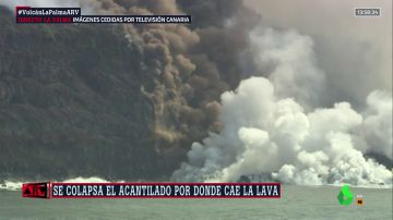 Colapso provocado por la lava en el acantilado en Tazacorte