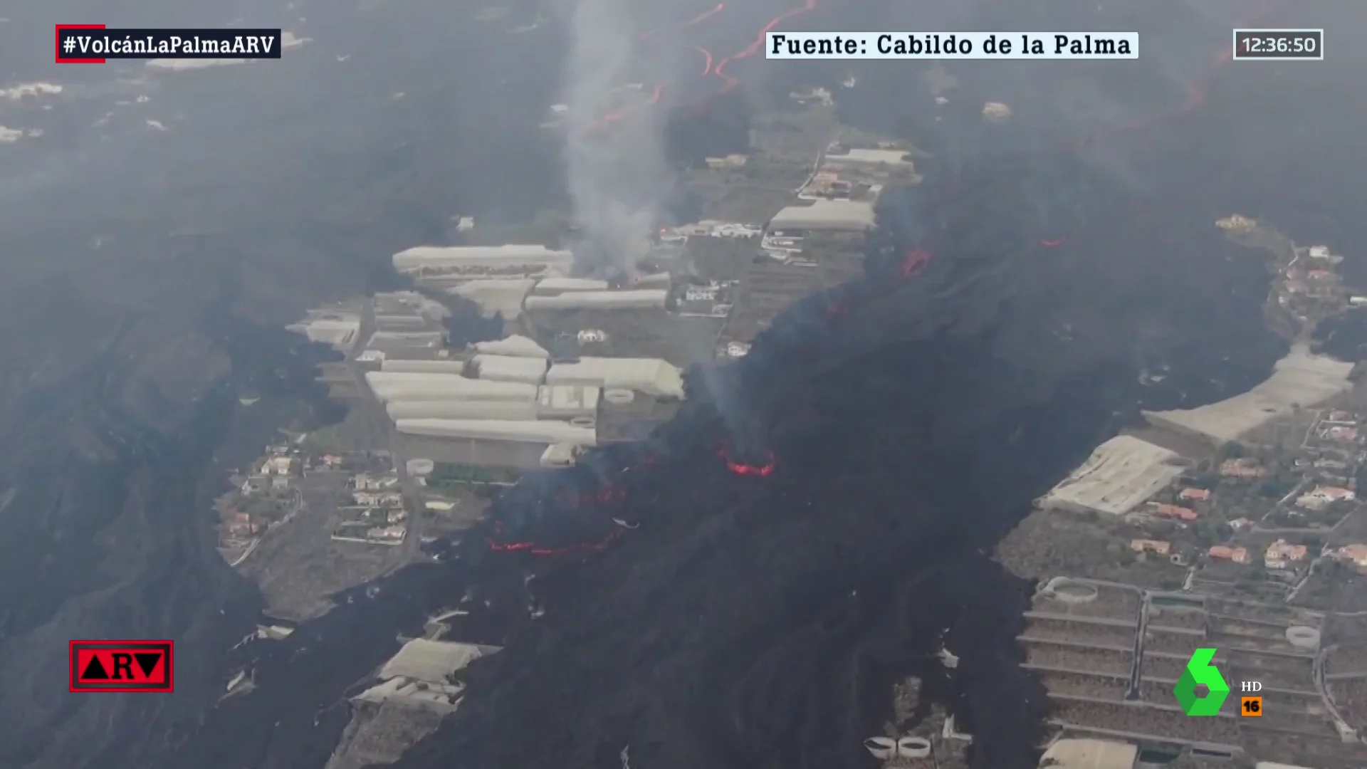 Avance de las coladas de lava en La Palma